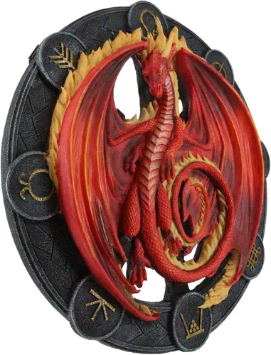 Miniatura 3 de Ebros Gift Wicca Neo Paganism Sabbats Rueda del Año Fantasía Dragón con símbolos sagrados Decoración de pared Escultura por Anne Stokes Dragons