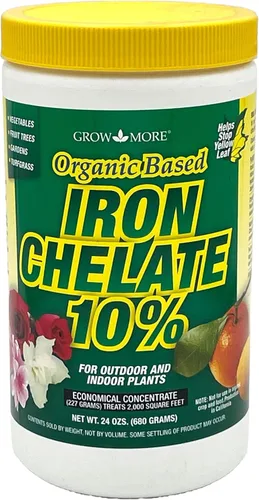 Grow More 3-0-1 Concentrado de quelato de hierro orgánico (10%) para plantas y césped más verdes – 24 onzas de suplemento de hierro quelado soluble