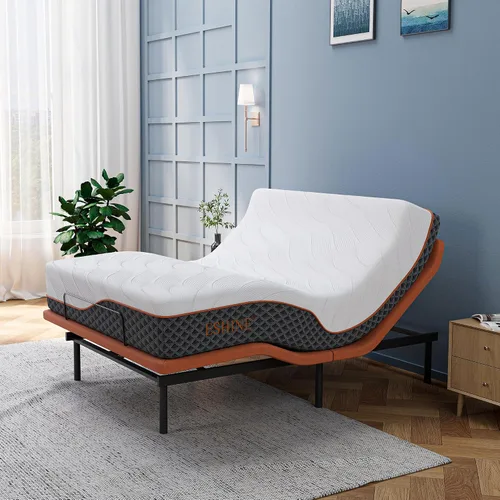 Miniatura 17 de ESHINE Marco de cama ajustable + colchón híbrido de 14 pulgadas, soporte lumbar, inclinación de almohada para la cabeza, control de aplicación