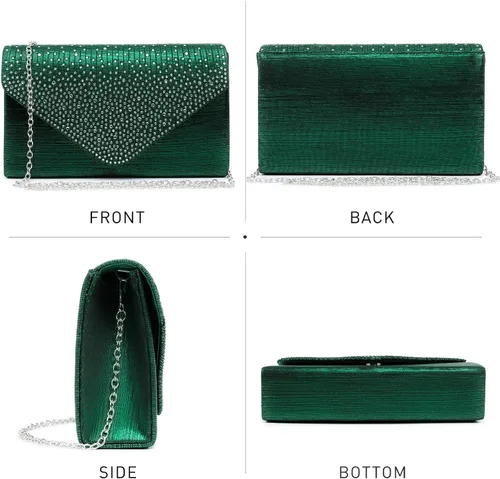 Miniatura 3 de Dasein Bolso de mano de satén esmerilado para mujer, bolso cruzado para fiesta, graduación, boda, sobre