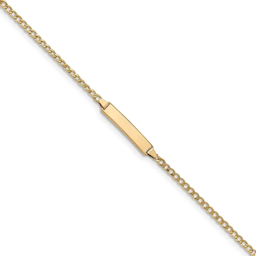 Miniatura 4 de Pulsera de identificación cubana pulida semisólida de 14 quilates, Oro amarillo de 14 k, no disponible