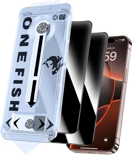 Miniatura 7 de OneFish Protector de Pantalla de Privacidad para iPhone 17 Pro Max [6.9 Pulgadas], Protección de Borde Airbag Anti Espía Película de Vidrio Templado