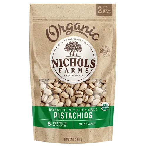 Miniatura 9 de Nichols Farms Pistachos cultivados en California, InShell, paquetes de aperitivos ricos en nutrientes, ajo tostado, 2 libras