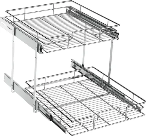 ROOMTEC Organizador de armario extraíble (19.5 pulgadas de ancho x 21.5 pulgadas de profundidad), 2 niveles de almacenamiento extraíble para cajón