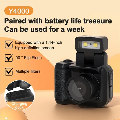 Miniatura 4 de Cámara retro a presión, mini cámara nostálgica de visión vintage, mini llavero de tamaño pulgar con luz flash LED, cierre retro con 6 interruptores