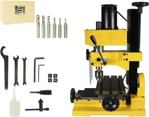 Erie Tools. Máquina mini fresadora con velocidad variable.Taladro de mesa, mecanización por transmisión por engranaje con tope de profundidad