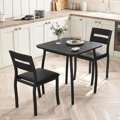 Miniatura 13 de Garvee Juego de mesa de comedor para 4, mesa de comedor y sillas de madera de 5 piezas, 4 sillas tapizadas de poliuretano, juego de comedor moderno