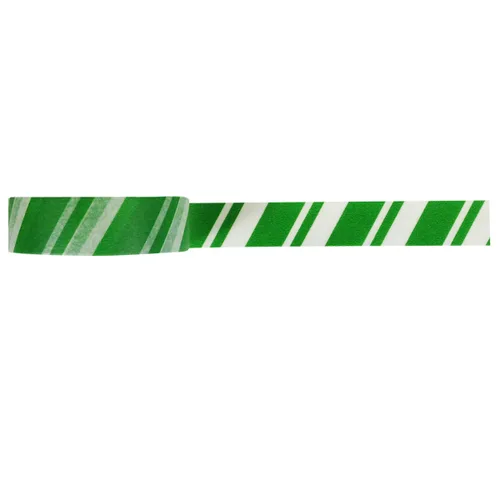 Miniatura 2 de Wrapables Cinta adhesiva japonesa a rayas Washi - Rayas de bloque verde diagonal Rayas diagonales de bloque verde