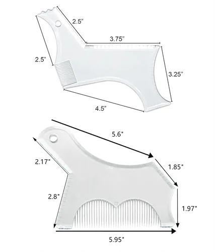 Miniatura 2 de Herramienta para moldear la barba para hombre con peine incorporado, plantilla transparente, plantillas de peine de peinado para patillas de bigote
