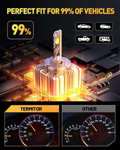 Miniatura 5 de Termitor Bombillas D1S, 60,000 lúmenes, 10 veces más brillantes, 6500 K, blanco frío, tamaño de bombilla HID 1:1, IP68, impermeable, instalación