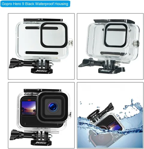 Miniatura 2 de Carcasa impermeable para GoPro Hero 13, 12, 11, 10, 9, protector de pantalla de vidrio templado negro, funda protectora de silicona, kit
