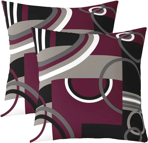 Miniatura 37 de Juego de 2 fundas de almohada abstractas de 16 x 16 pulgadas para niños, niñas, adolescentes, decoración de dormitorio, moderna a rayas, decoración