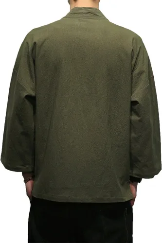 Miniatura 2 de Chaquetas tipo kimono con bordado de lino y mezcla de algodón para hombre
