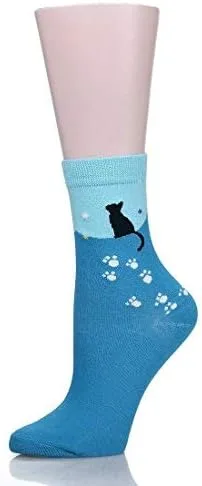 Miniatura 5 de Leotruny - Calcetines coloridos con estampado bonito de gatos y caja de regalo para mujer