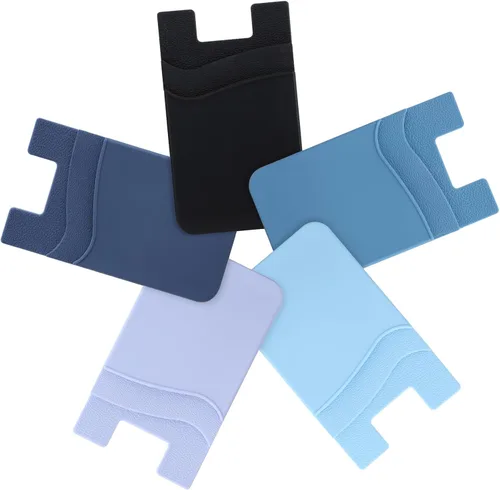 Miniatura 8 de Cartera para teléfono adhesiva, paquete de 5 tarjeteros para la parte posterior de la funda del teléfono, soporte adhesivo de silicona para tarjetas