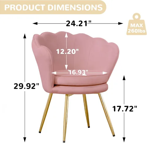Miniatura 2 de Czlolo Juego de 2 sillas decorativas, sillas de tocador de terciopelo con respaldo, silla decorativa pequeña moderna de mediados de siglo para sala