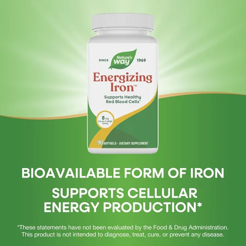 Miniatura 4 de Nature's Way Hierro energizante - Soporte de glóbulos rojos* - 8 mg de hierro, -200 mcg de cianocobalamina y vitamina B12 por porción de 2 cápsulas