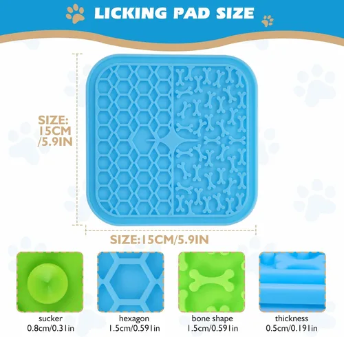 Miniatura 6 de Paquete de 2 alfombrillas para lamer para perros y gatos, alfombrilla de alimentación lenta para perros para baño, aseo y recorte de uñas