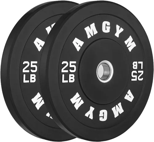 Miniatura 21 de Discos de peso olímpicos de 2 pulgadas y caucho para barras, discos para gimnasio en casa, entrenamiento de fuerza y levantamiento de pesas, 10 a