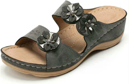Miniatura 136 de Ladmiple Sandalias ortopédicas florales de moda 2023 con soporte de arco, zapatillas romanas casuales con puntera abierta