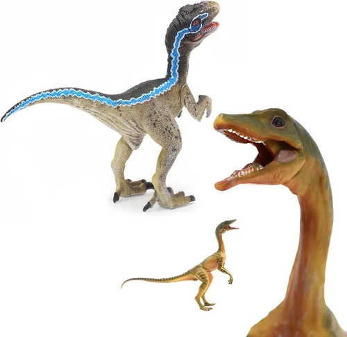 Miniatura 5 de Gemini&Genius Velociraptor Compsognathus - Juguetes de dinosaurio, figuras de acción de dinosaurio con mandíbula y manos móviles, juguetes de Raptor