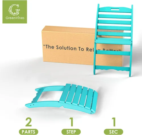 Miniatura 7 de GREENVINES Silla plegable Xavier Wave Sillas Adirondack portátiles Plástico HDPE Silla para fogata para todo tipo de clima Aqua