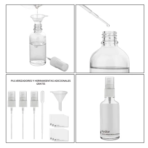 Miniatura 6 de Hydior Botellas rociadoras de vidrio transparente de 2 onzas para aceites esenciales, botella pequeña con pulverizador de plástico, juego de 3