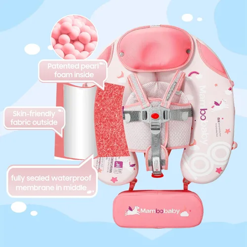 Miniatura 2 de Mambobaby - Flotador de piscina para bebé no inflable con cola y toldo, protección solar UPF 50+, sin volteo, flotador de natación para bebé