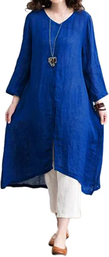 Miniatura 3 de ZANZEA Vestidos largos para mujer, estilo casual, a la moda, con lunares, de retazos, holgados