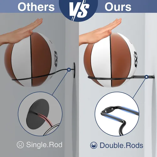 Miniatura 5 de Ball Holder Wall Mount Set –Sports Ball Racks for Basketball, Soccer, Volleyball, Football – Wall Storage & Display for Sports Room