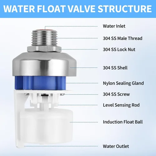Miniatura 4 de Válvula de flotador de agua para tanque de agua, sistema de control automático de nivel de agua Aquapulse, válvula de flotador de acero inoxidable