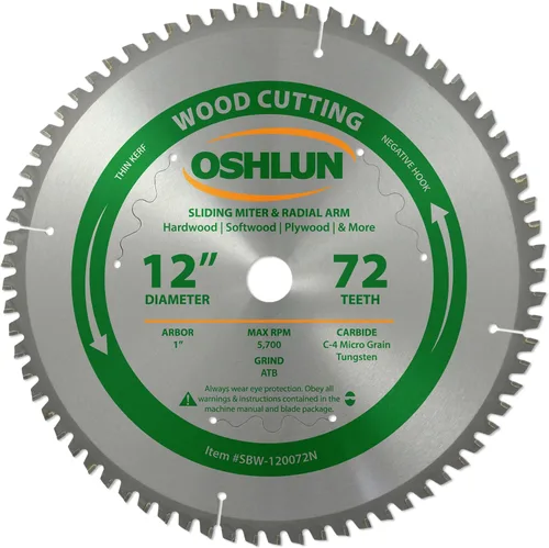 Miniatura 4 de Oshlun SBW-120028 Hoja de sierra de rasgado ATB de 12 pulgadas y 28 dientes con eje de 1 pulgada
