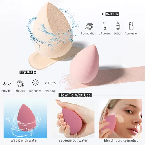 Miniatura 2 de Leeshine - Set de esponjas de maquillaje - Esponjas de belleza para mezclar con 1 soporte y estuche en forma de huevo, impecables para crema, polvo