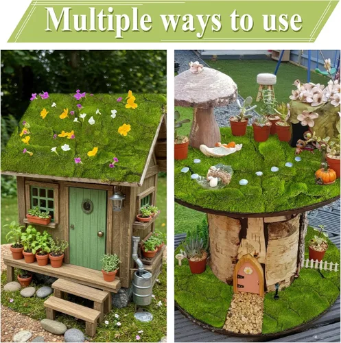 Miniatura 5 de FAICOIA Alfombra de musgo falso, rollo de camino de mesa para jardines de hadas, césped, boda, decoración de mesa de bosque, 39 x 39 pulgadas, musgo