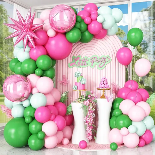 Miniatura 15 de Kit de guirnalda de arco de globos de color azul, blanco y plateado con globos de bola de discoteca, globos de papel de aluminio de estrella