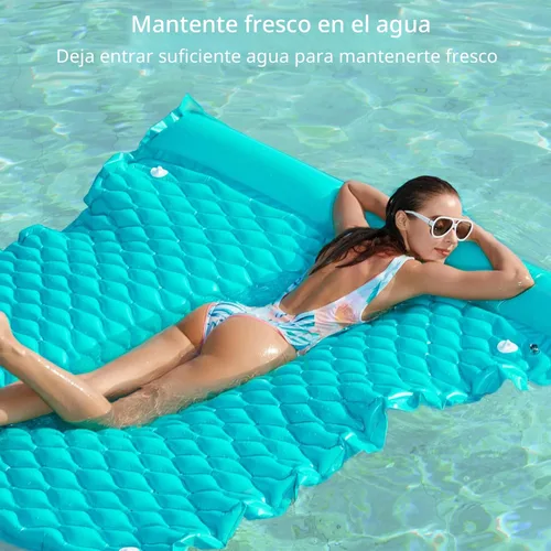 Miniatura 3 de Jasonwell Flotadores flotantes para piscina, flotador inflable gigante para piscina, balsa de lago, sala de estar, flotador, tumbona, playa, Verde