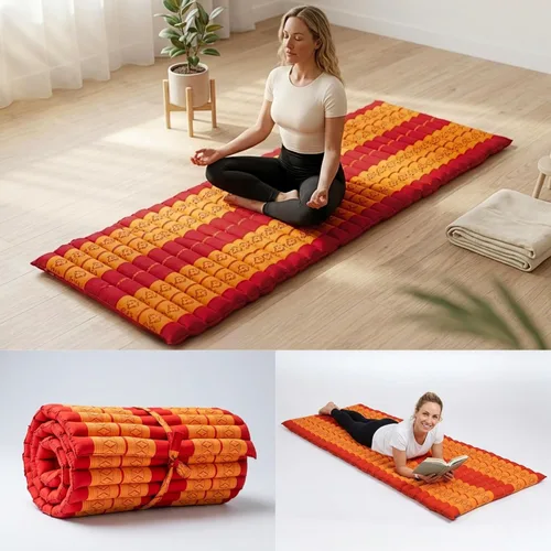 Miniatura 5 de Leewadee - Colchón plegable - Futón japonés enrollable -Alfombra de tatami triple pliegue - Cama de piso para invitados - Colchón de camping