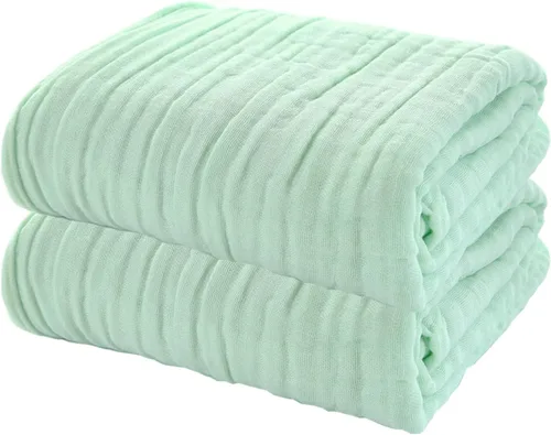 Miniatura 11 de YEBON ProC - 2 toallas de baño de muselina para bebé, toalla de baño de algodón súper suave, 6 capas, manta para bebé recién nacido, 41.3 x 41.3