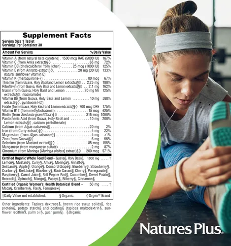 Miniatura 4 de NaturesPlus Source of Life Garden Multivitamínico Once Daily para mujer, 30 tabletas, apoya la energía y el sistema inmunológico saludable