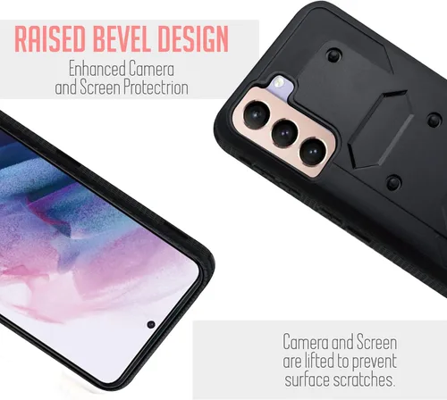 Miniatura 3 de Para Samsung Galaxy S21 6.2 pulgadas 2021, con clip para cinturón, funda resistente de cuerpo completo, protector de pantalla integrado, funda
