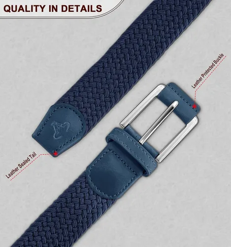 Miniatura 6 de BULLIANT Cinturón para hombre, paquete de 2 unidades, elástico trenzado para hombre, para golf, caza, pantalones de mezclilla, 1 38 pulgadas