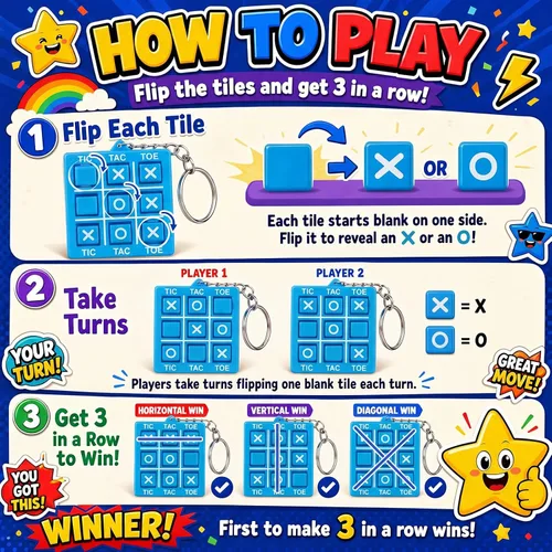 Miniatura 7 de Hicarer 16 llaveros de fiesta de Tic Tac Toe para fiesta de cumpleaños a granel, regalos de fin de año para estudiantes, niños de 8 a 12 años