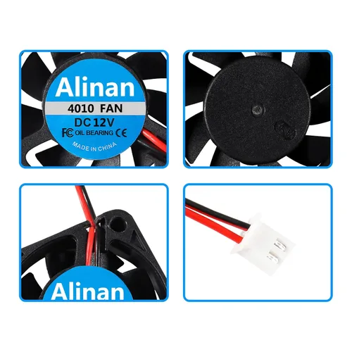 Miniatura 4 de Alinan 6 unids 4010 12V manga rodamiento sin escobillas ventilador de enfriamiento 1.575 * 1.575 * 0.394 in con 2PIN impresora 3D terninal