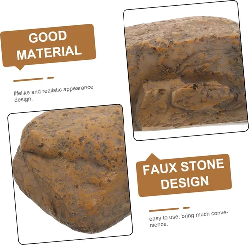 Miniatura 3 de Balacoo Faux Stone Hidden Key Holder for Outdoor Use Waterproof Key Hider for Garden Yard Decorative Rock Sturdy Resin Design