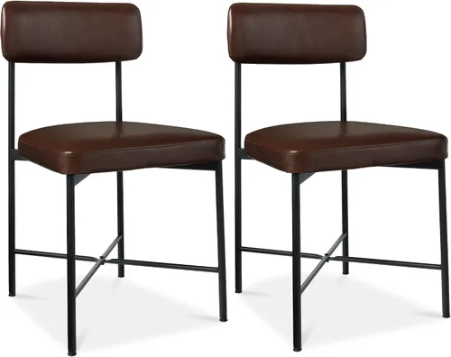 Miniatura 12 de Best Choice Products Juego de 2 sillas de comedor de piel sintética, altura estándar, cojines acolchados con marco de metal para cocina y comedor