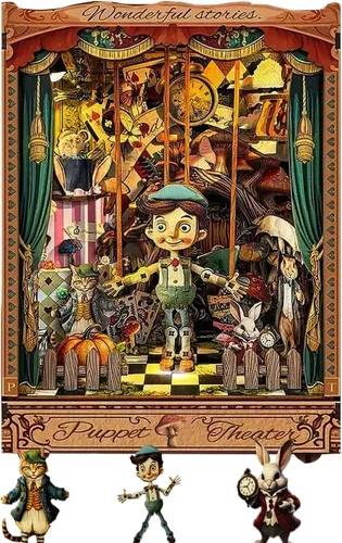 Miniatura 9 de Kits de rincón de libros para adultos, rompecabezas de fantasía 3D, kit de biblioteca con cubierta antipolvo, repositorio de libros de sabiduría