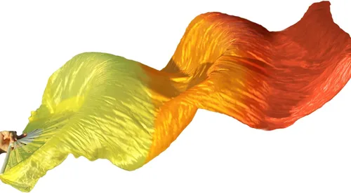 Miniatura 10 de WEISIPU Hand-Made Faux Silk Belly Dance Fan Veils - Bamboo Long Fans Veils Available in 8 Stunning Colors for Dance Performances Right Hand