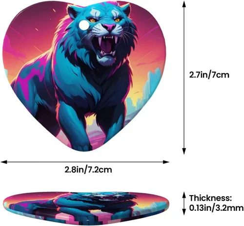 Miniatura 3 de Synthwave Sabertooth patterned Star Shape ceramic pendant, perfect for decorating your home Christmas tree for winter parties