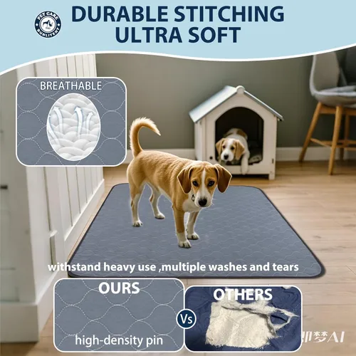 Miniatura 2 de Almohadillas lavables para orina de perros, 48 x 48 pulgadas, reutilizables, con absorción rápida, impermeables y reutilizables para orina de parto
