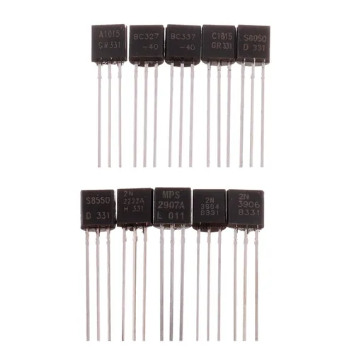 Miniatura 4 de BOJACK 10 valores 250 piezas A1015 BC327 BC337 C1815 S8050 S8550 2N2222 2N2907 2N3904 2N3906 PNP NPN Power Kit surtido de transistores de uso general